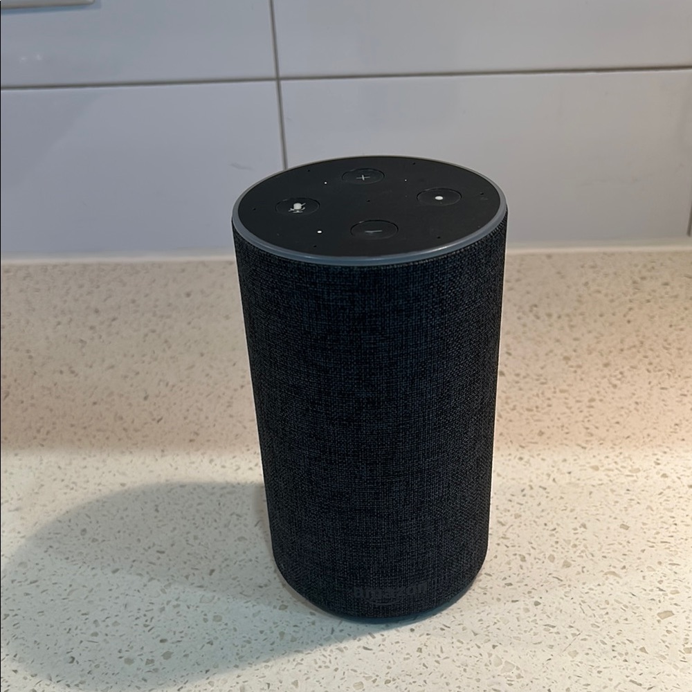 black amazon alexa speaker with voice control